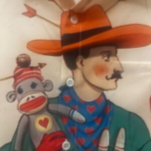 Vintage Jack of Hearts, Cowboy, and Sock Monkey, Banana Print Shirt